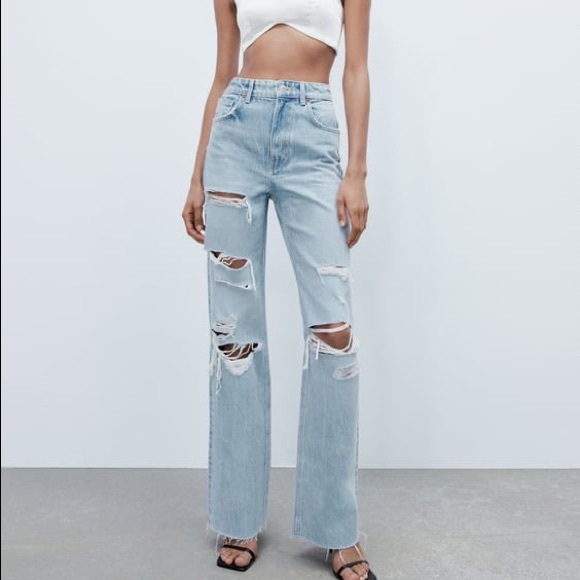 Zara Denim - Zara RIPPED WIDE LEG JEANS
Light blue 0/5585/027/406/38